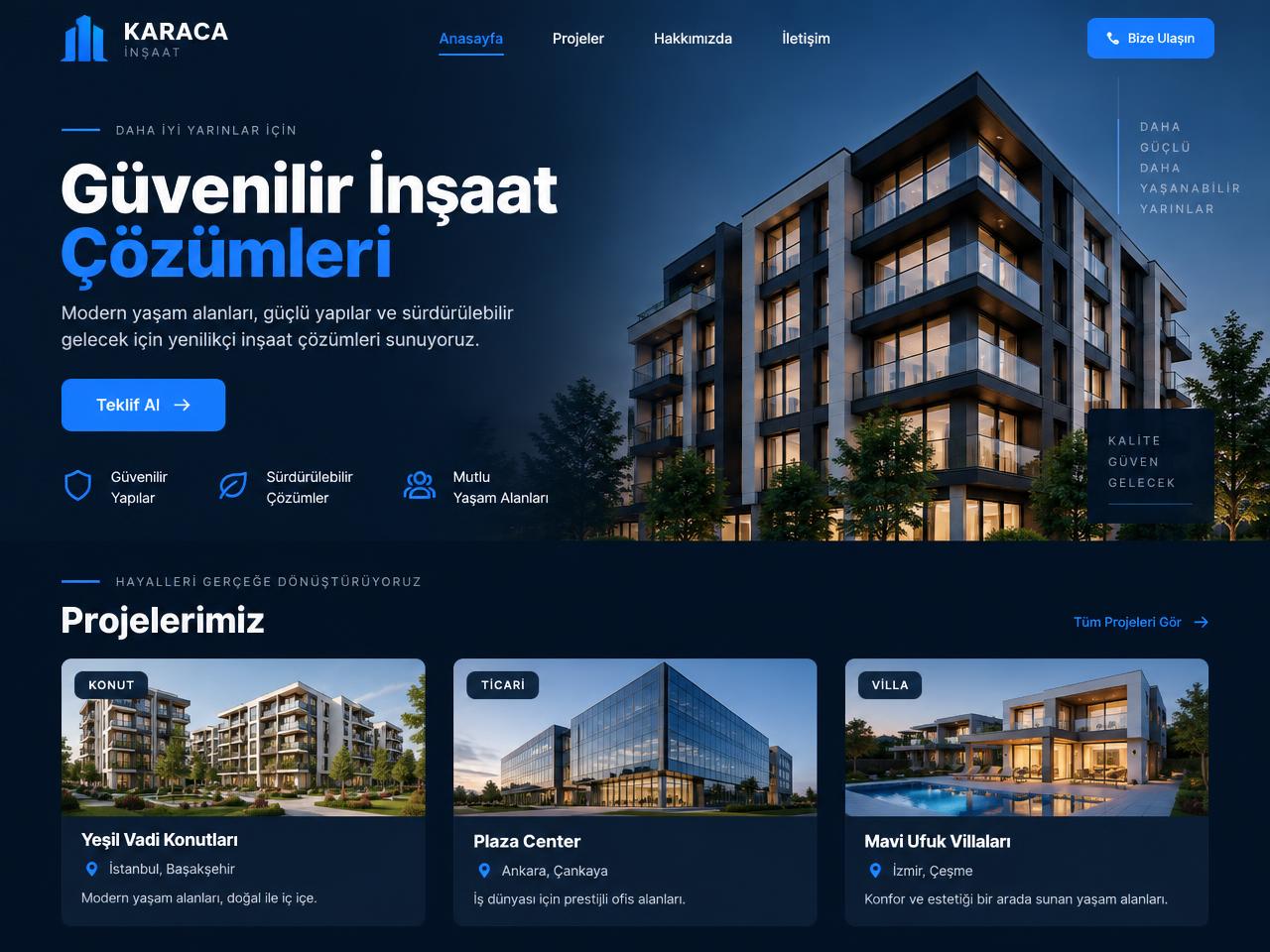 Web sitesi tasarımının tam sayfa görünümü